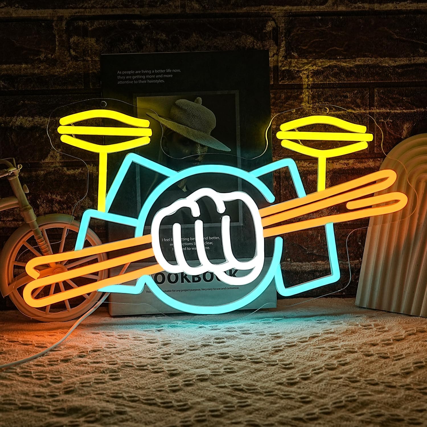 Wall Decor Lighting - Davul Seti Neon Tabela USB Güçlü