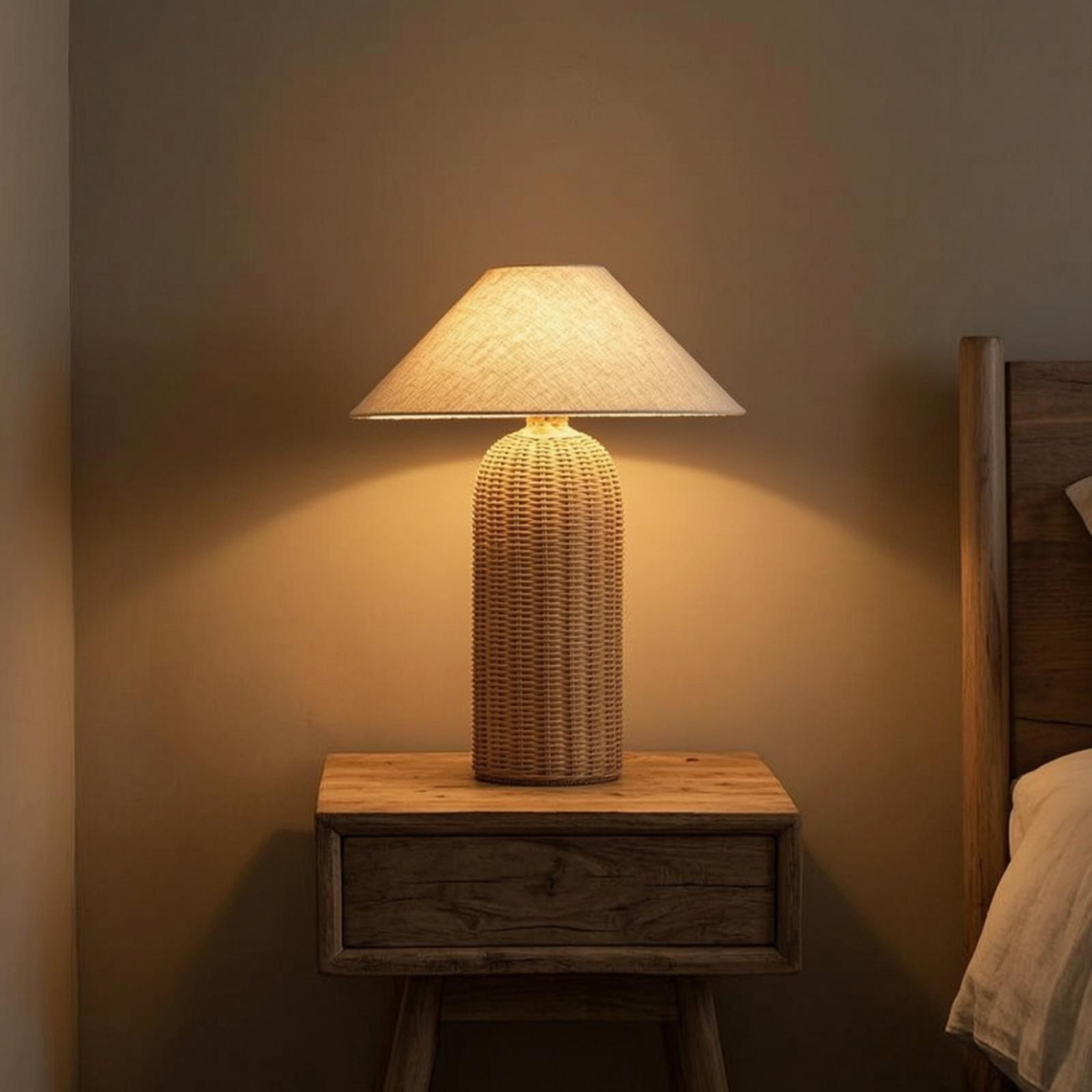 Lighting Decor Living Room - Yatak Başı Lambası Rattan Tabanlı Kumaş