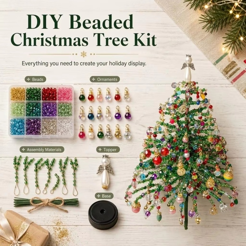 Lighting Tree Decor - Kristal Boncuklu ve LED Işıklı Kendin
