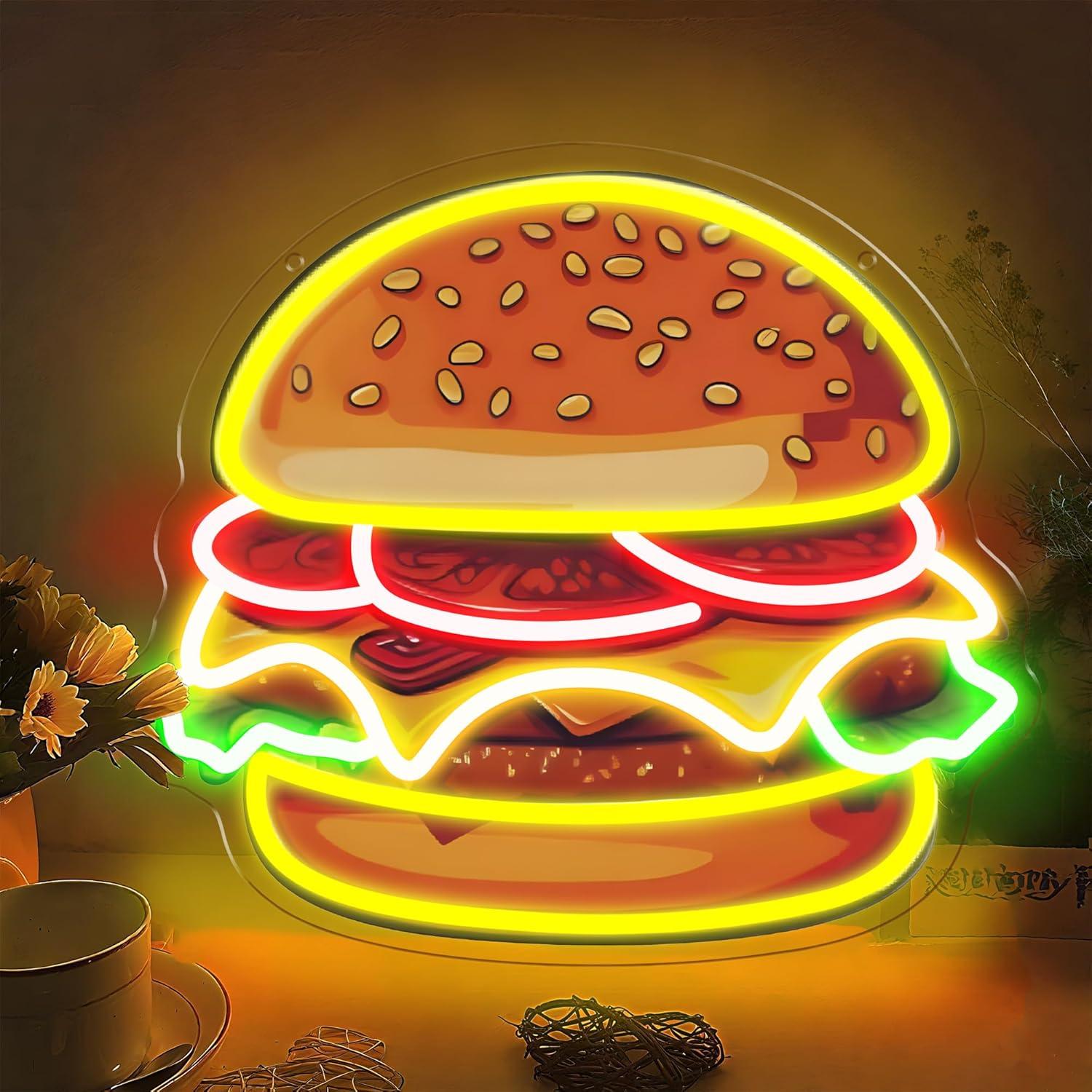 Wall Decor Lighting - Burger Neon Tabela LED Hamburger Duvar