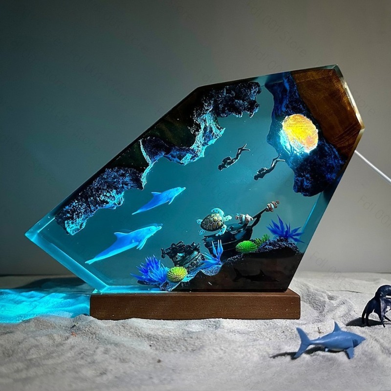 Yunus ve Kaplumbağa Reçine Gec - Unique Lighting Decor incelemesi ve fiyatı