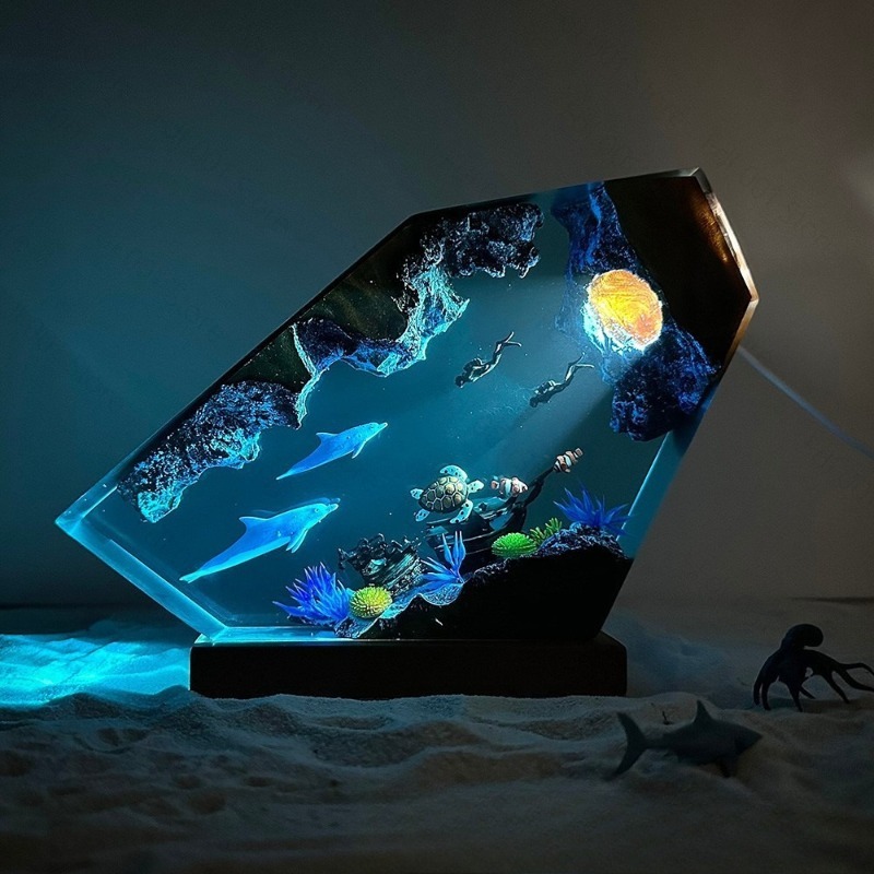 Yunus ve Kaplumbağa Reçine Gec - Unique Lighting Decor incelemesi ve fiyatı