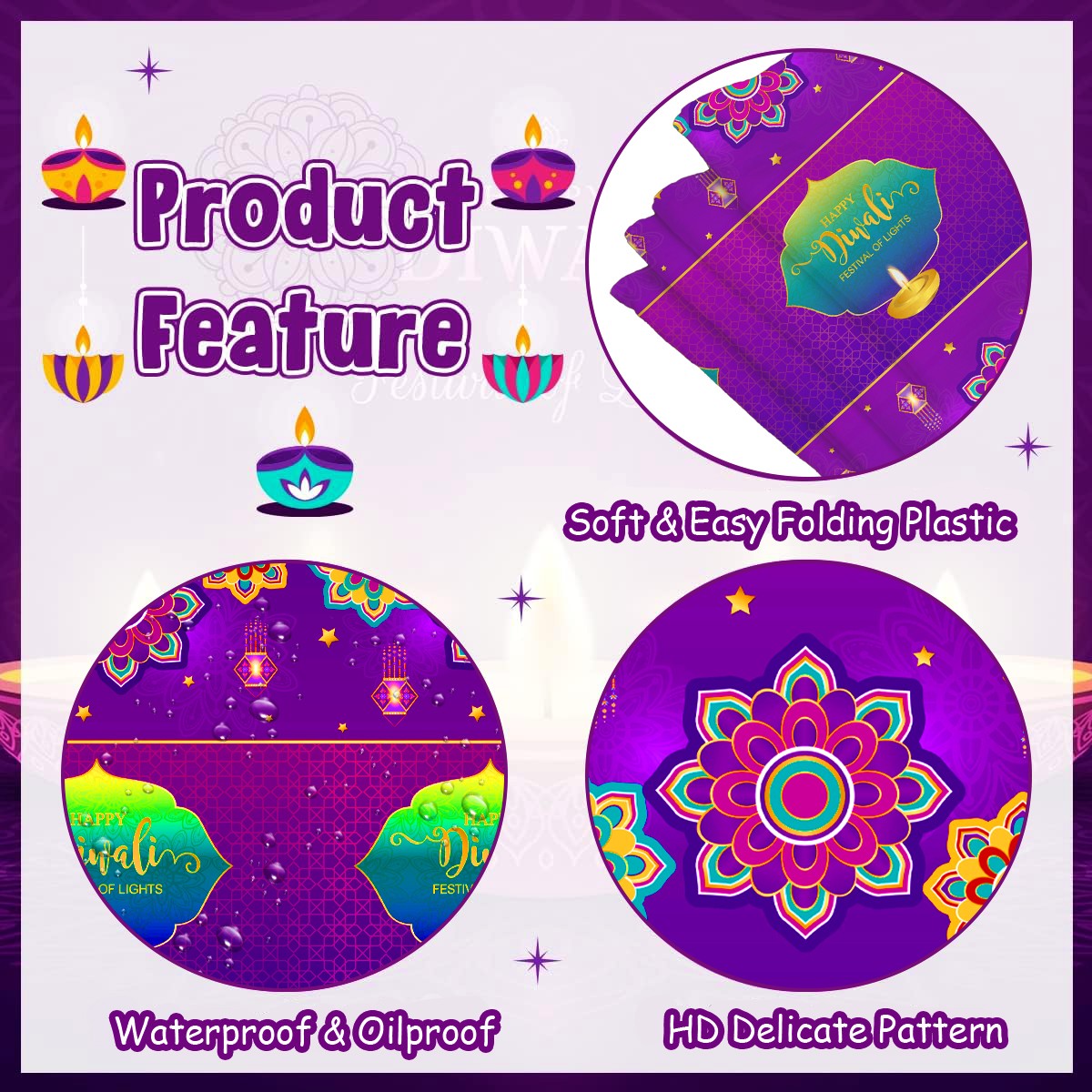 Mutlu Diwali Masa Örtüsü, Hind - Decor Lighting India incelemesi ve fiyatı