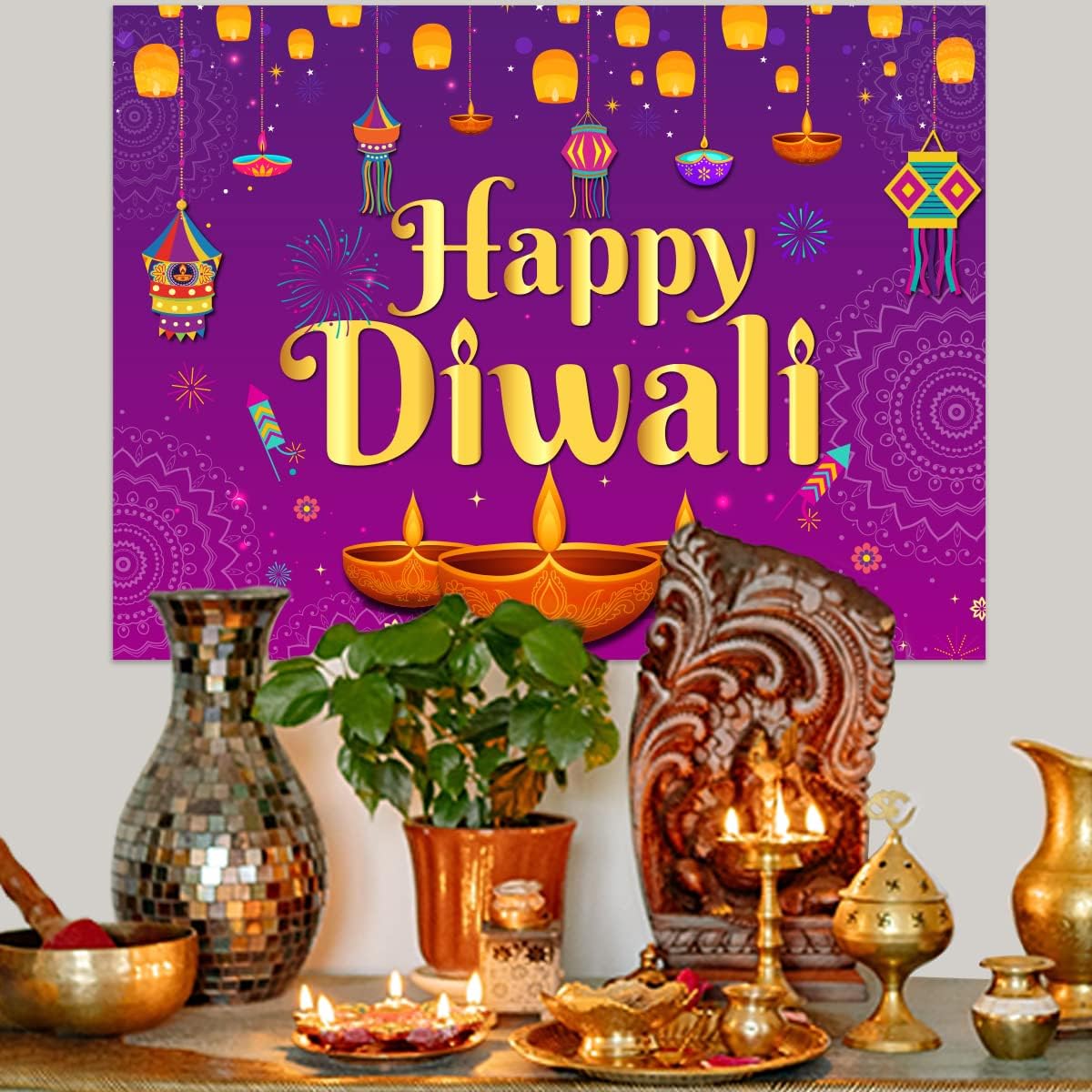 Mutlu Diwali Zemin 5x7ft Duvar - Decor Lighting India incelemesi ve fiyatı