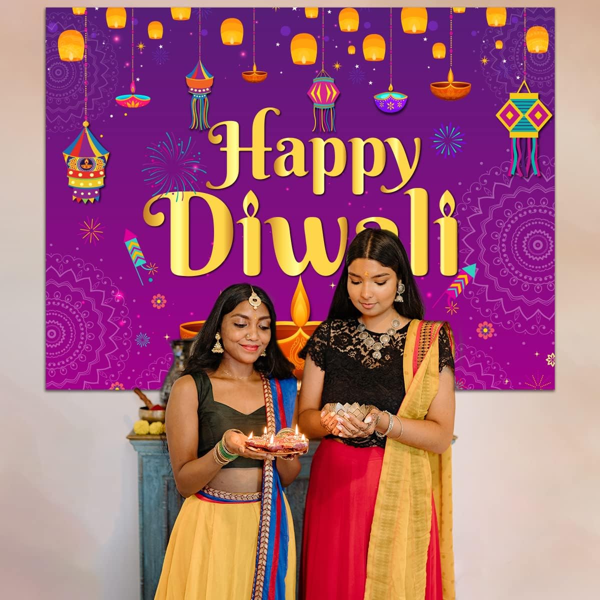 Mutlu Diwali Zemin 5x7ft Duvar - Decor Lighting India incelemesi ve fiyatı