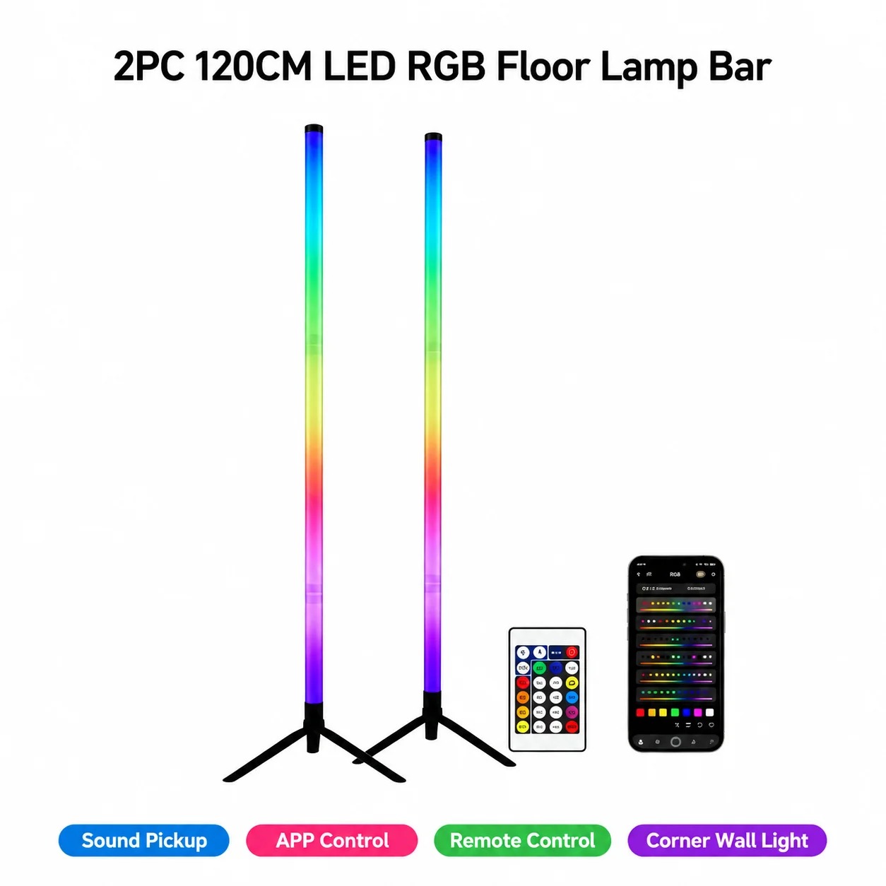 2 Adet 120CM RGB Yer Lambası,  - Lighting Decor For Home incelemesi ve fiyatı