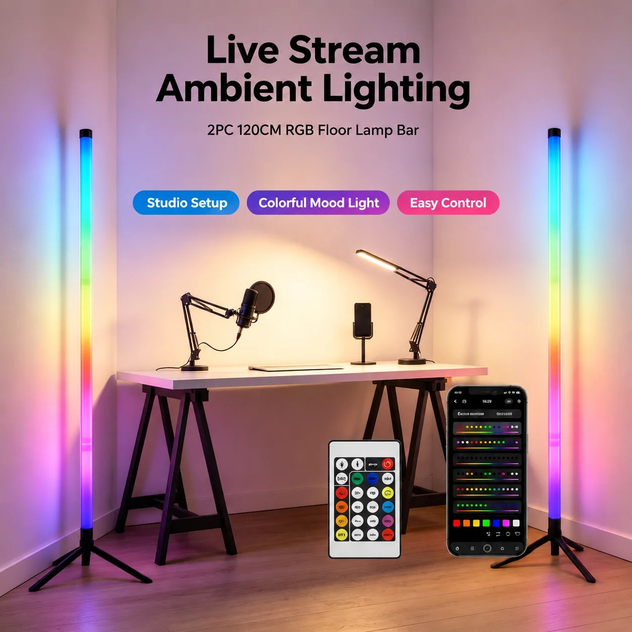 2 Adet 120CM RGB Yer Lambası,  - Lighting Decor For Home incelemesi ve fiyatı