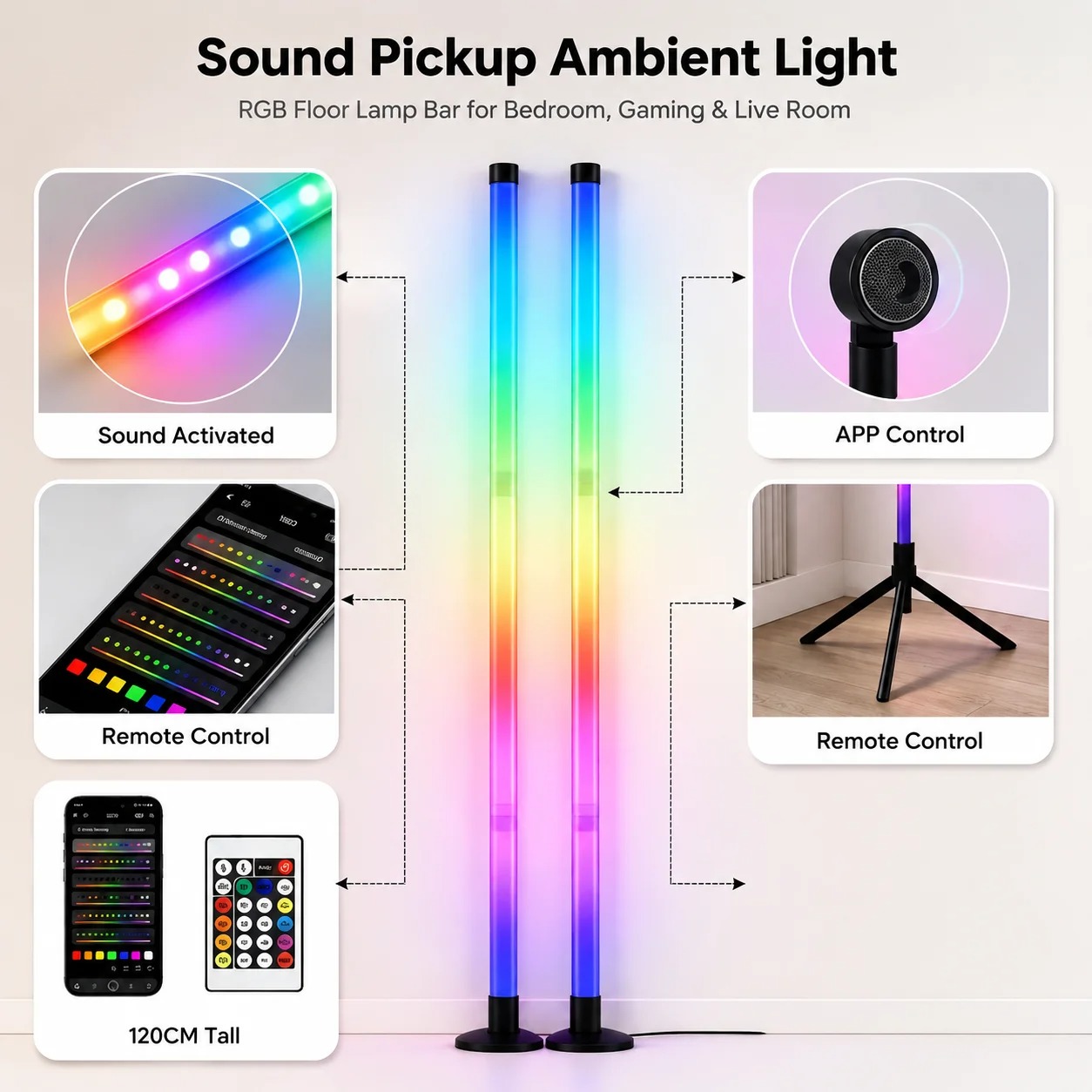 2 Adet 120CM RGB Yer Lambası,  - Lighting Decor For Home incelemesi ve fiyatı