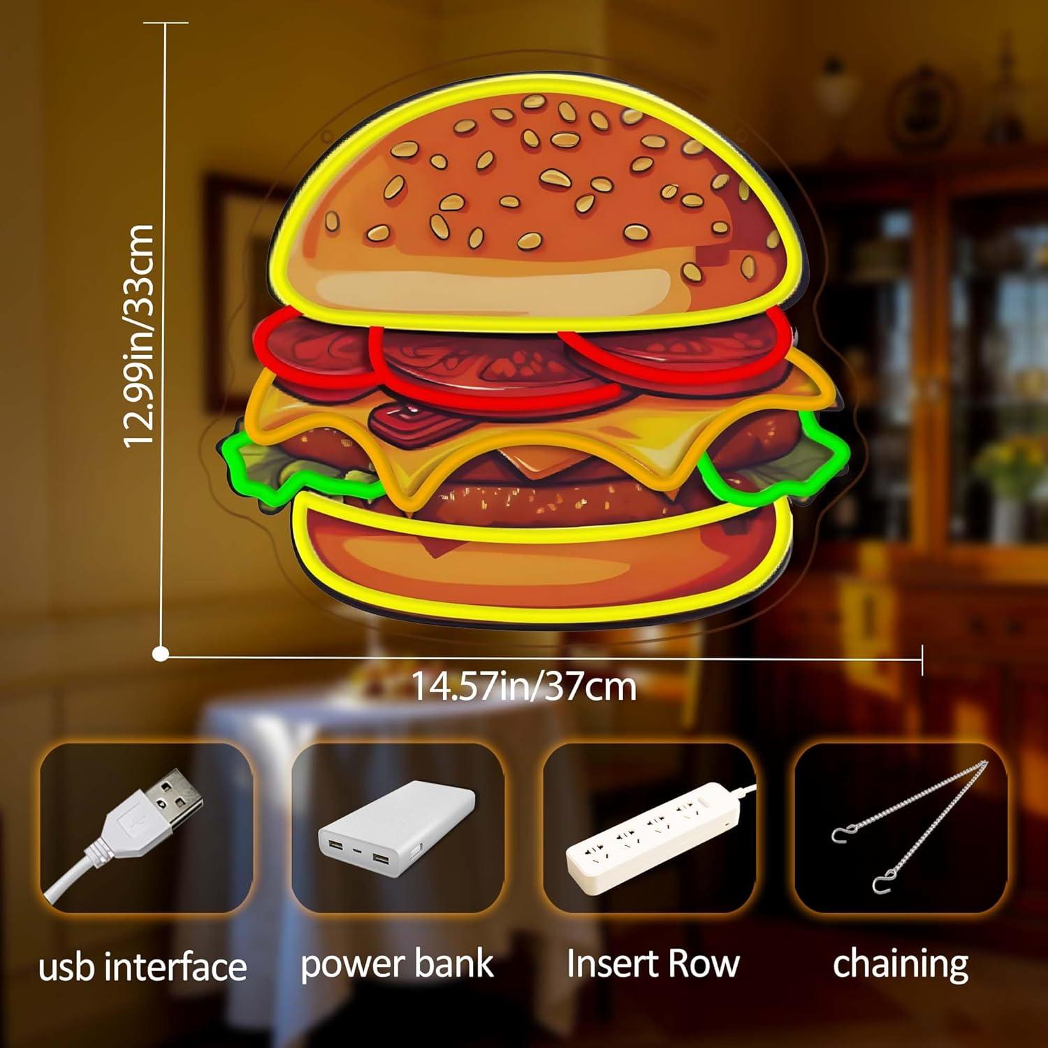 Burger Neon Tabela LED Hamburg - Wall Decor Lighting incelemesi ve fiyatı